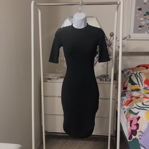 H&M ribbed black bodycon midi dress US 2 Preowned